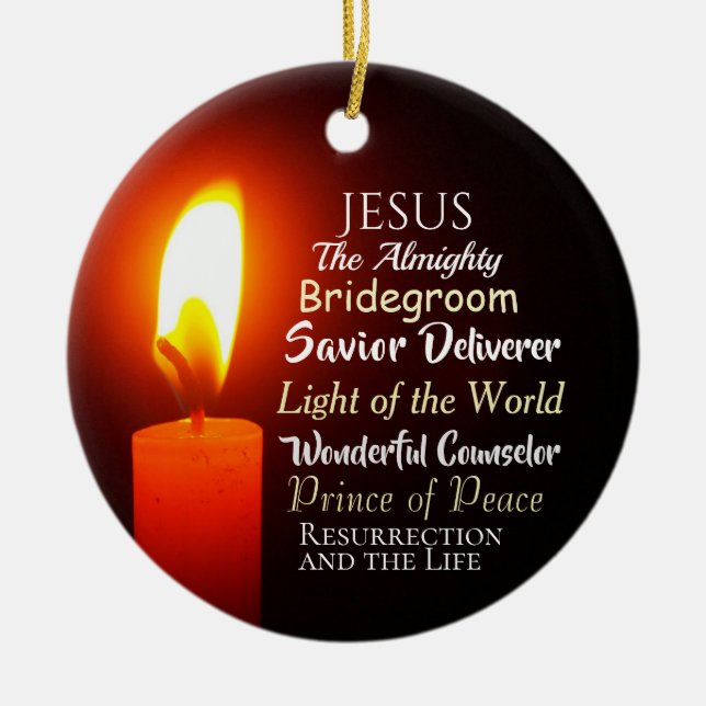 Names of Jesus Christmas, Prince of Peace, Savior Ceramic Ornament (Front)
