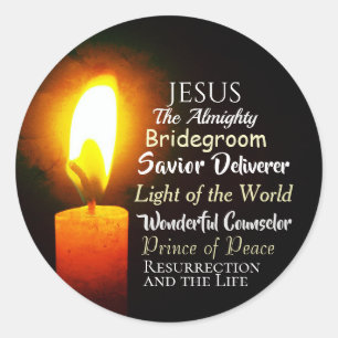 Names of Jesus Christmas, Prince of Peace, Savior Classic Round Sticker