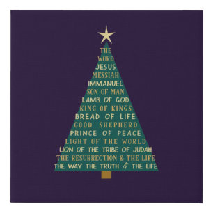 Names of Jesus Christmas Tree Faux Canvas Print