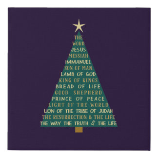Names of Jesus Christmas Tree Faux Canvas Print