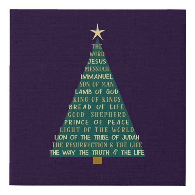 Names of Jesus Christmas Tree Faux Canvas Print (Front)