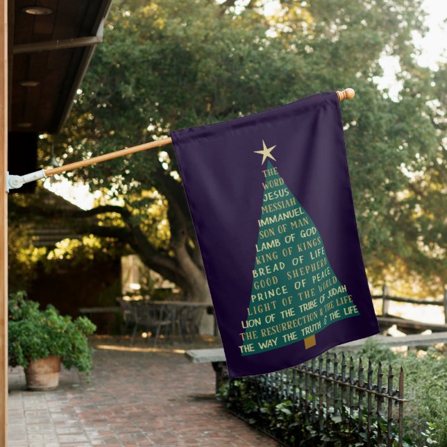 Names of Jesus Christmas Tree House Flag (In SItu)