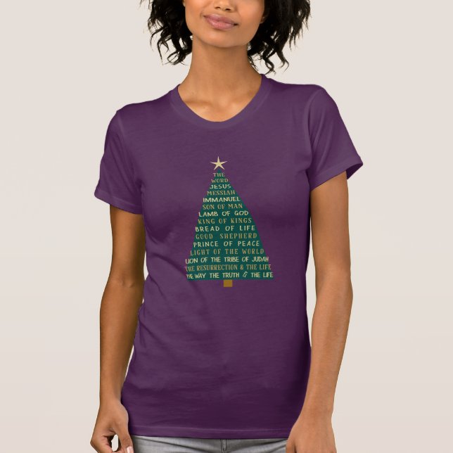 Names of Jesus Christmas Tree T-Shirt (Front)