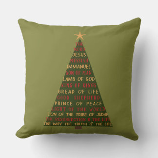 Names of Jesus Christmas Tree Throw Pillow