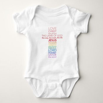 Names Of Jesus Cross Baby Bodysuit by PureJoyShop at Zazzle