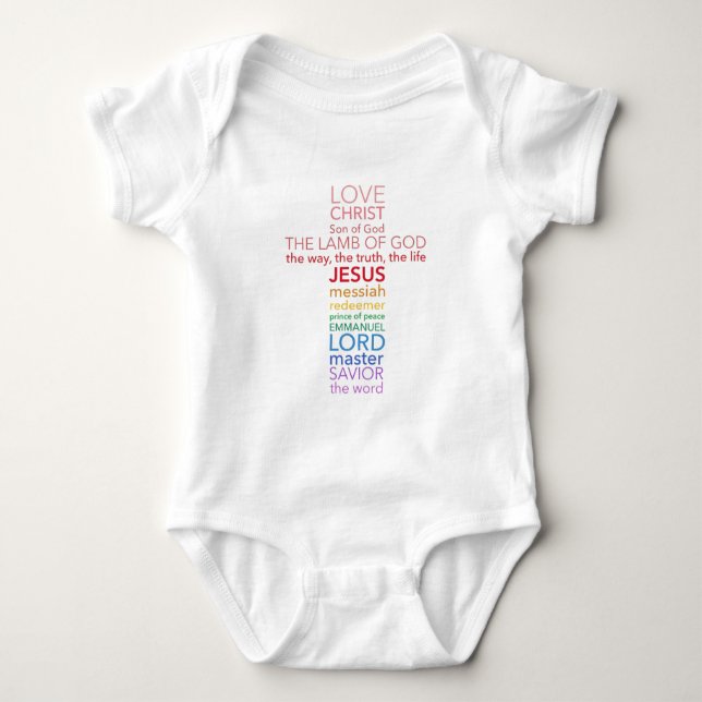 Names of Jesus Cross Baby Bodysuit (Front)