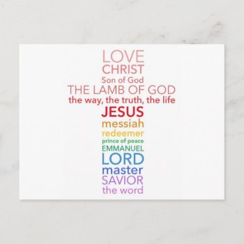 Names Of Jesus Cross Postcard by PureJoyShop at Zazzle