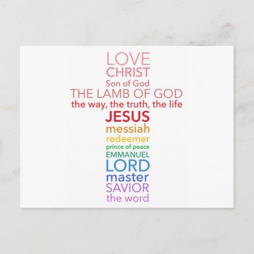 Names of Jesus Cross Postcard