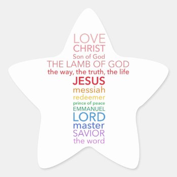 Names Of Jesus Cross Star Sticker by PureJoyShop at Zazzle