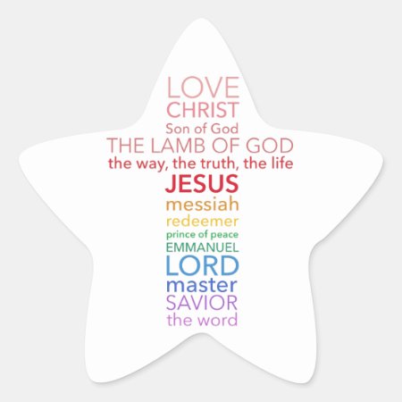 Names Of Jesus Cross Star Sticker