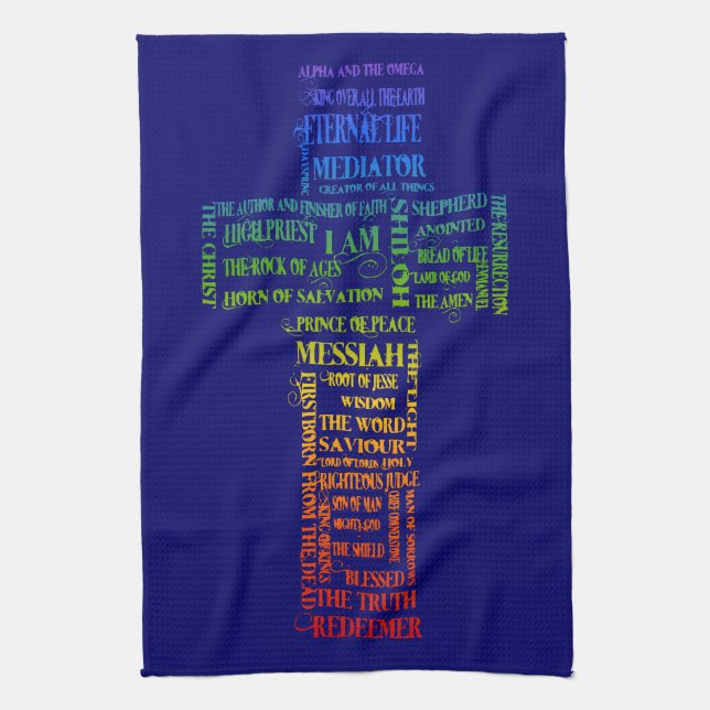 Names of Jesus Cross Towel (Vertical)