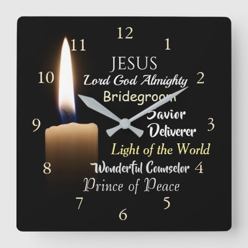 Names of Jesus Lord God Almighty Bridegroom Square Wall Clock