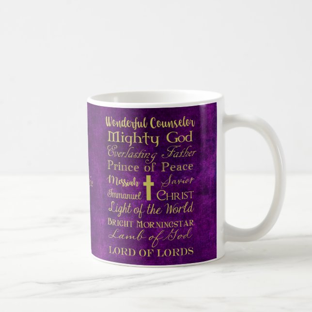 Names of Jesus Purple Personalized Mug (Right)