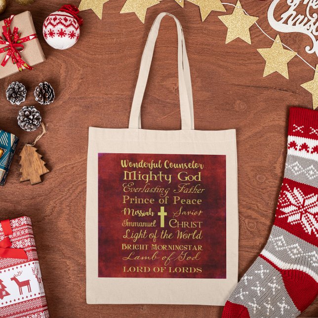 Names of Jesus Red Tote Bag (Creator Uploaded)
