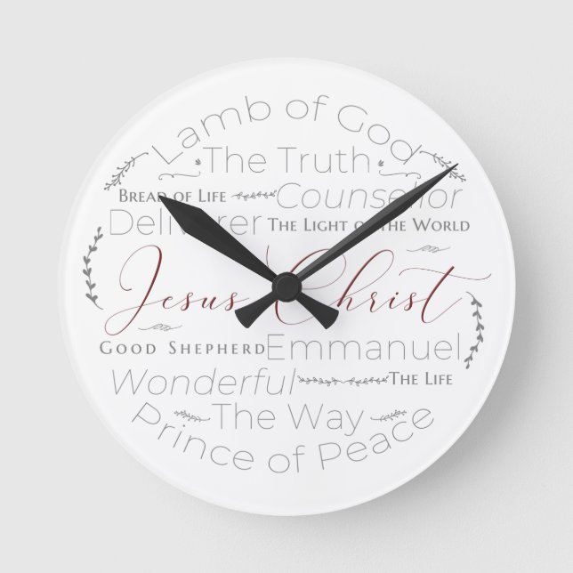 Names of Jesus Script Typography Clock (Front)