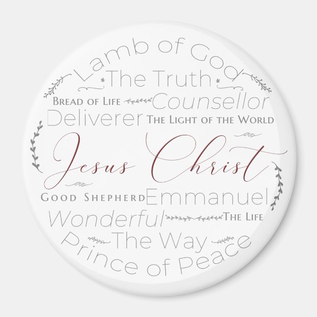 Names of Jesus Script Typography Magnet (Front)