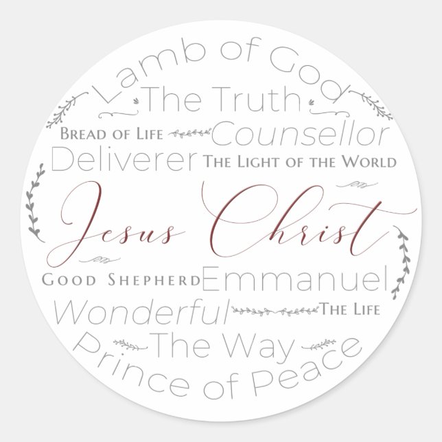 Names of Jesus Script Typography Sticker (Front)