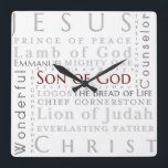 Names of Jesus Typography Clock<br><div class="desc">When you want to be continuously reminded of the power of God and how real He is in your life, this clock makes it easy.</div>
