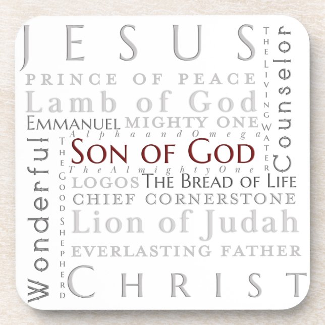 Names of Jesus Typography Coasters (Front)