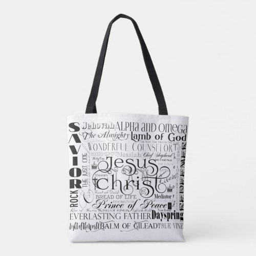 Names of Jesus Typography Tote Bag