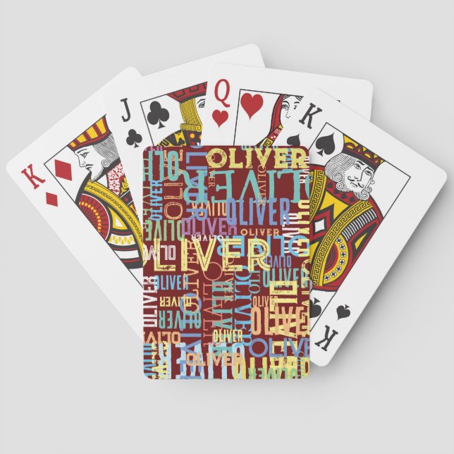 Names Replicated | Pattern Typography  Poker Cards (Back)