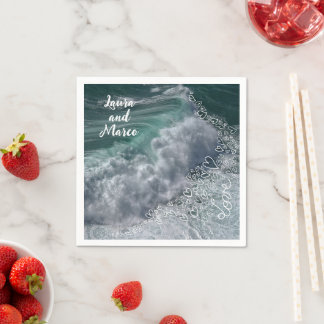 Names, sea and love photo and doodle napkins