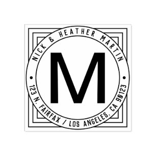 Names, Surname Initial & Return Address Modern Rubber Stamp