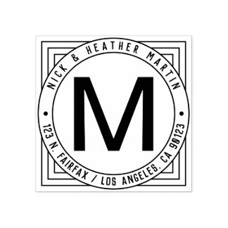 Names, Surname Initial & Return Address Modern Rubber Stamp