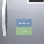 Names to do chores reminder dusty blue sage green magnet<br><div class="desc">A dusty blue and sage green background.  Personalize and add 2 names.  As a to-do reminder for household chores.  Like walking the dog,  shopping,  cleaning and more.</div>