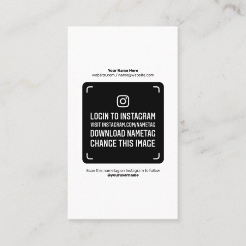 Nametag Instagram simple black modern social media Calling Card