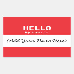 Nametag Personalized Red for Work or Meeting Rectangular Sticker