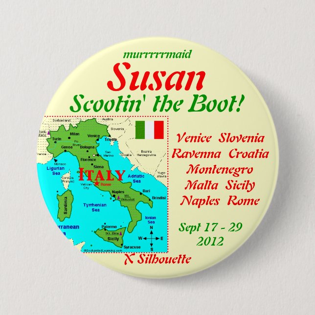 NAMETAG SCOOTIN THE BOOT SEPT 2012 PINBACK BUTTON (Front)