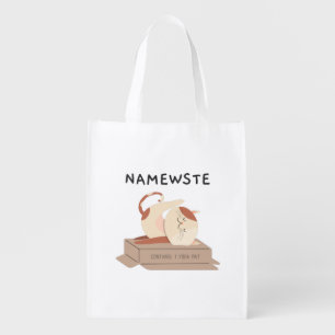 Namewste - Funny Cat Doing Yoga for Meditation Grocery Bag