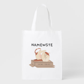 Namewste - Funny Cat Doing Yoga for Meditation Grocery Bag