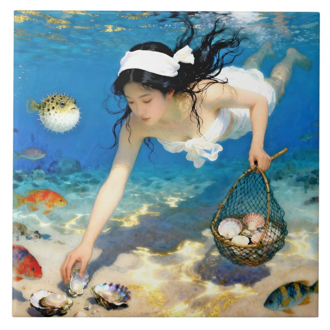 "Nami Eternal" – An Ocean Portrait Ceramic Tile (Front)