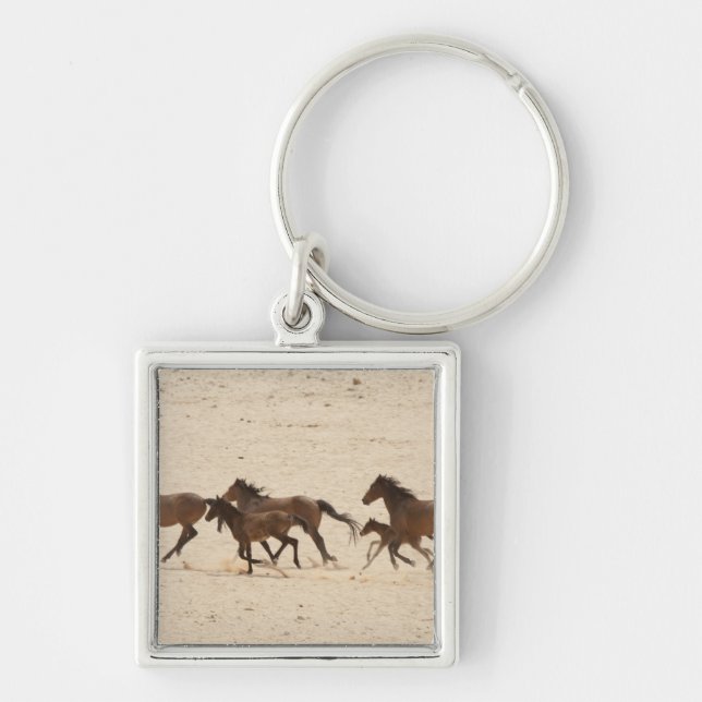 Namibia, Aus. Group of running wild horses on Keychain (Front)