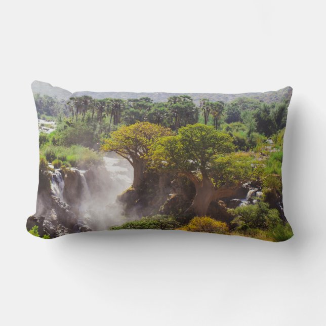 Namibia Epupa Falls Baobabs Landscape Lumbar Pillow (Front)