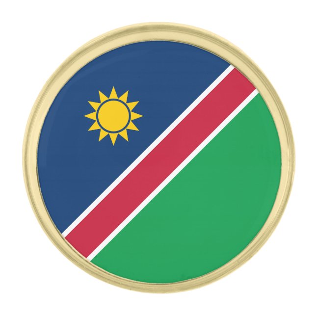 Namibia Flag Gold Finish Lapel Pin (Front)