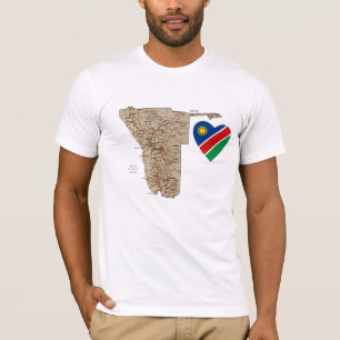 Namibia Flag Heart and Map T-Shirt