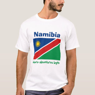 Namibia Flag + Map + Text T-Shirt