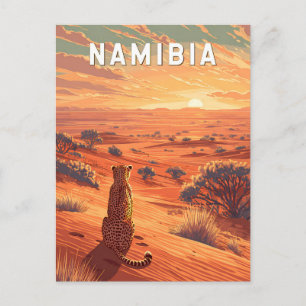 Namibia Illustration Travel Art Vintage Postcard
