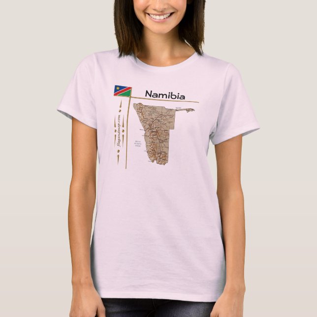 Namibia Map + Flag + Title T-Shirt (Front)