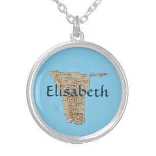 Namibia Map + Name Necklace