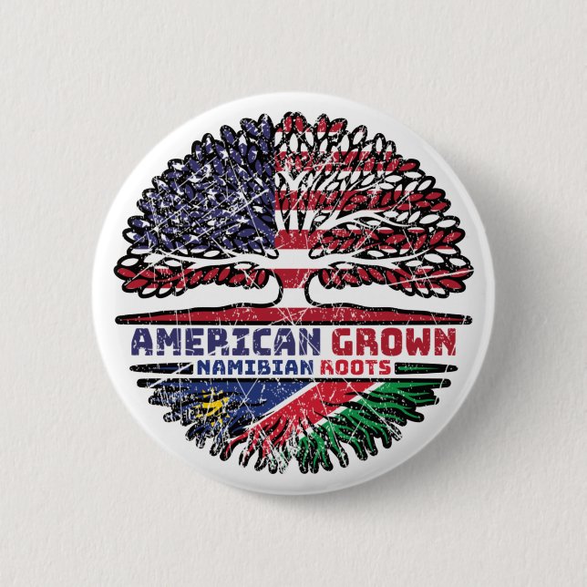 Namibia Namibian American USA Tree Roots Flag Button (Front)