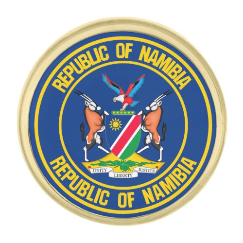 Namibia Round Emblem Gold Finish Lapel Pin