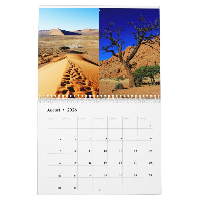 Namibia Sand Dune Landscape Kolmanskop Sossusvlei Calendar (Aug 2026)