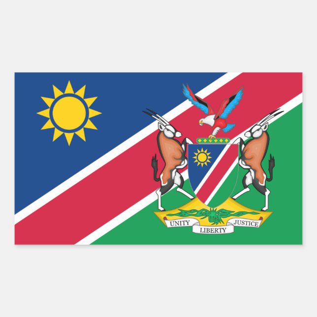 Namibian Flag & Coat of Arms, Flag of Namibia Rectangular Sticker (Front)