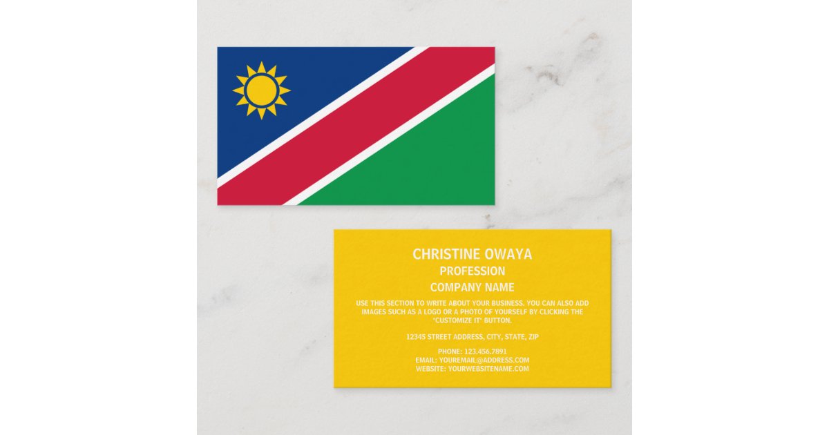 Namibian Flag, Flag of Namibia Business Card | Zazzle