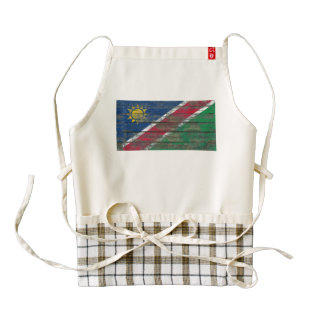 Namibian Flag on Rough Wood Boards Effect Zazzle HEART Apron