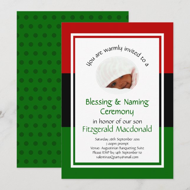 NAMING BLESSING CEREMONY | Pan African | Photo Invitation (Front/Back)